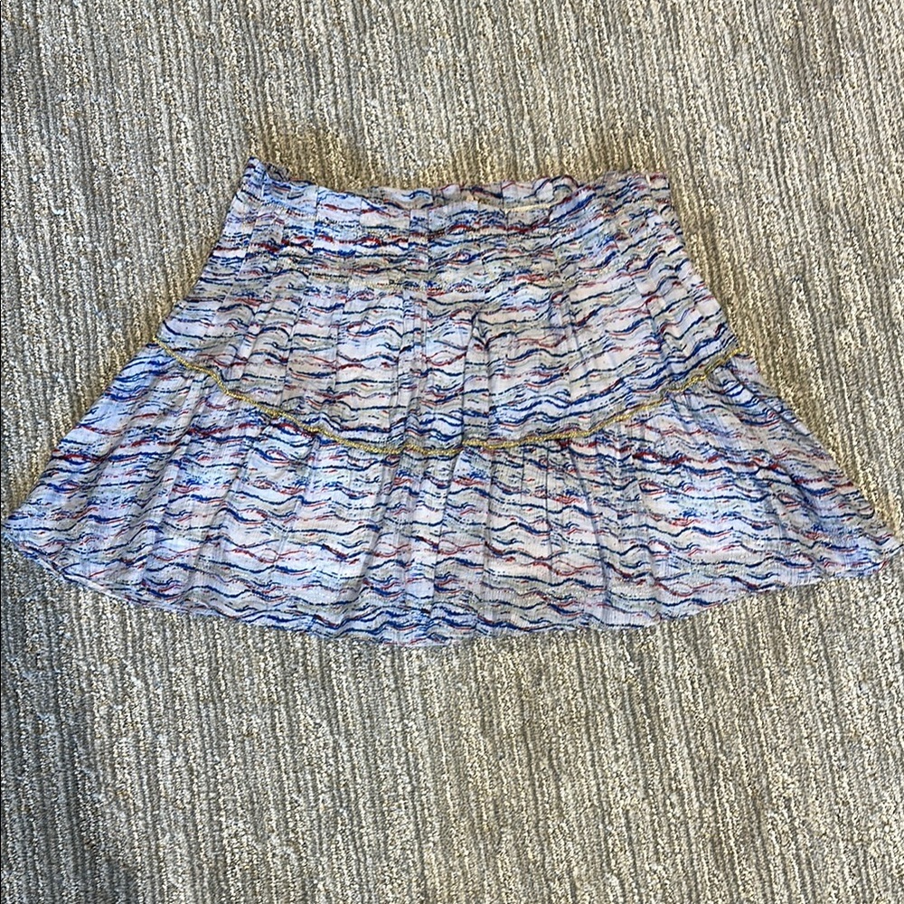 Free People Silver Ruffled Tiered Mini Skirt